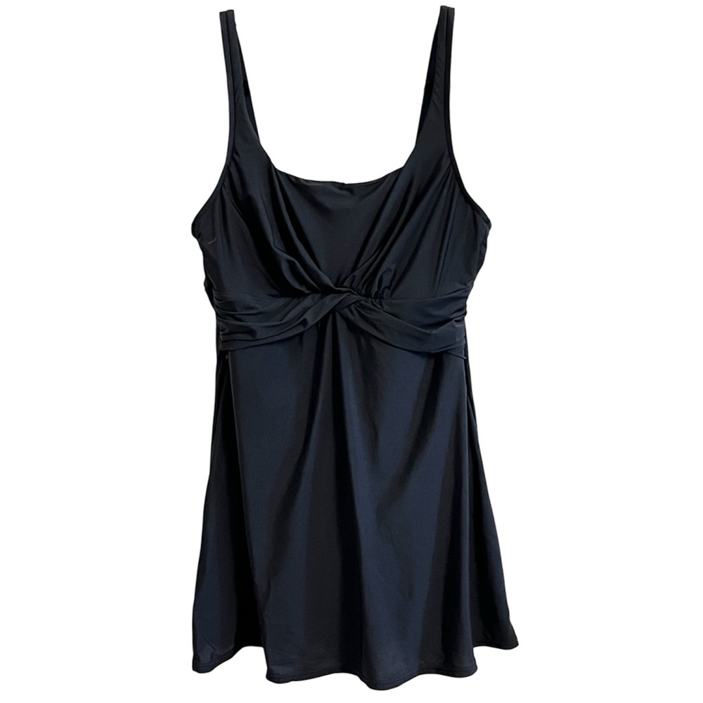 Lands' End Black Twist-Front One-Piece Swimdress in great used condition